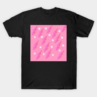 Pink Lightening Bolts and Stars T-Shirt